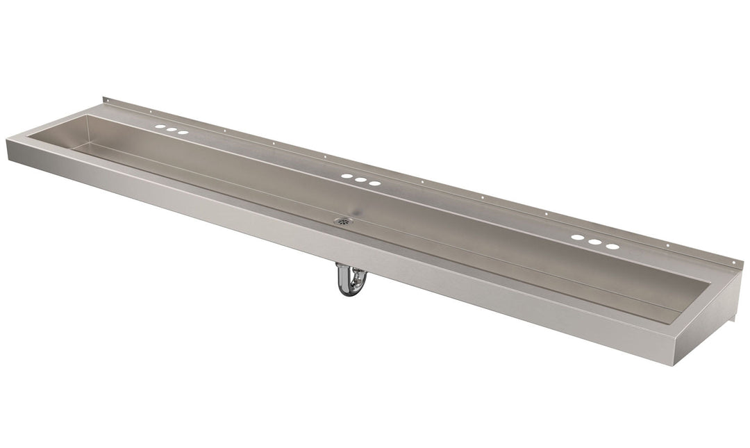 Deluxe Three-Station Stainless Steel Trough Sink