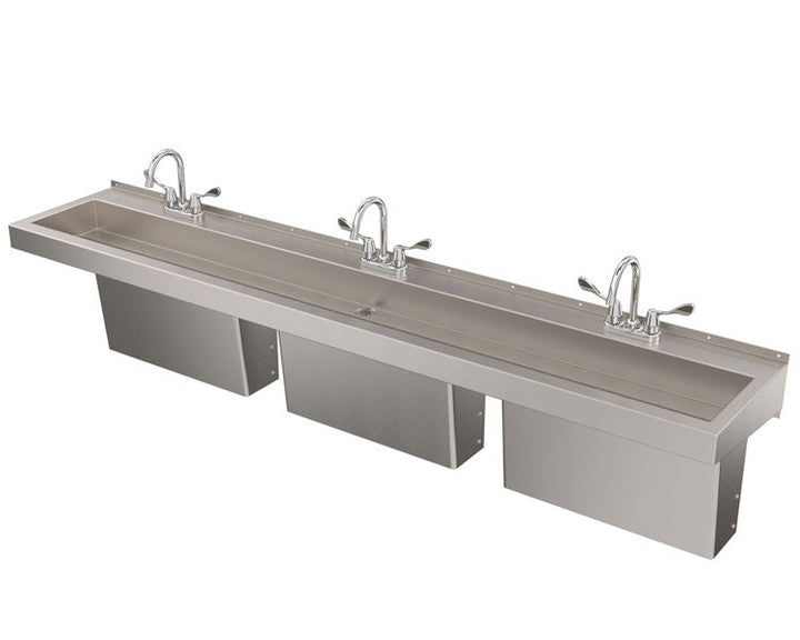 Deluxe Three-Station Stainless Steel Trough Sink