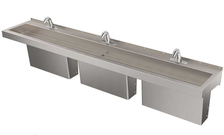 Deluxe Three-Station Stainless Steel Trough Sink