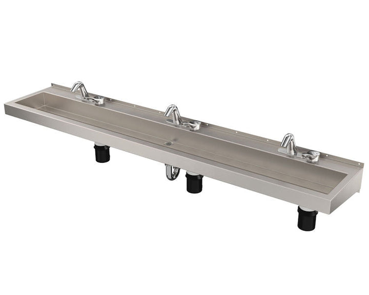 Deluxe Three-Station Stainless Steel Trough Sink