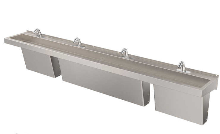 Deluxe Four-Station Stainless Steel Trough Sink