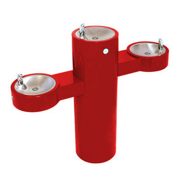 Tri-Level Pedestal Mounted Round Barrier Free Drinking Fountain