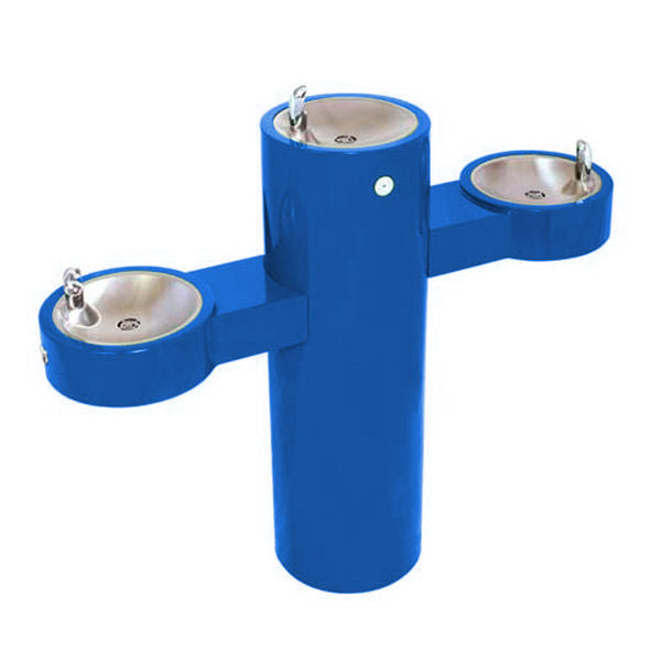 Tri-Level Pedestal Mounted Round Barrier Free Drinking Fountain
