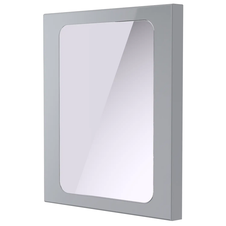 Durable Stainless Steel White Framed Bathroom Mirror with Concealed Front Mounting.