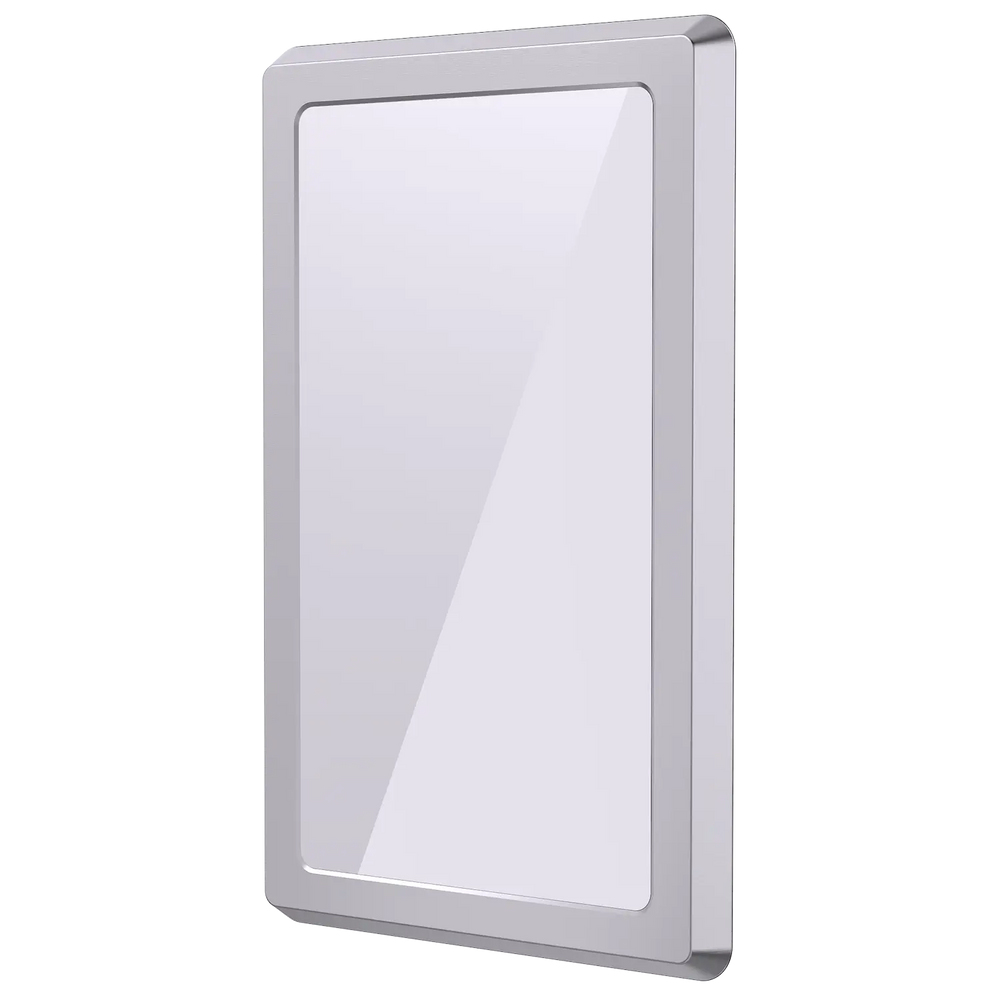 Ligature-resistant solid-surface framed washroom mirror designed for safety and durability.