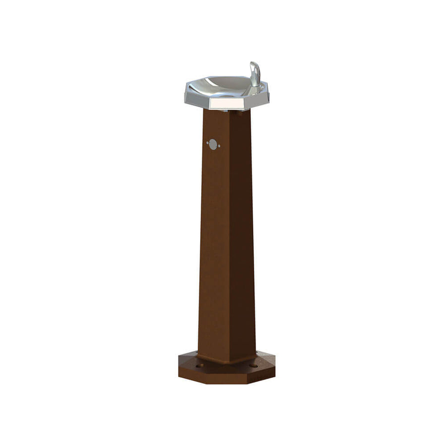 Architectural bowl-style pedestal drinking fountain with smooth sculptural design