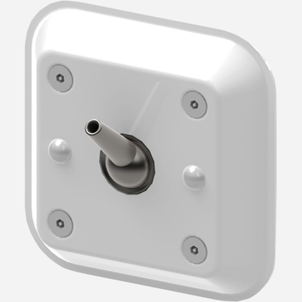 A white square stainless steel clothes hook with an adjustable auto-release mechanism.