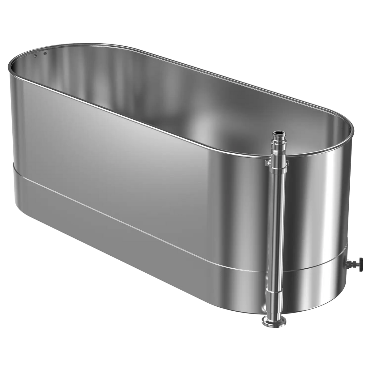 105 gallon stationary cold tank for ice bath recovery and large enough for in-water exercises.