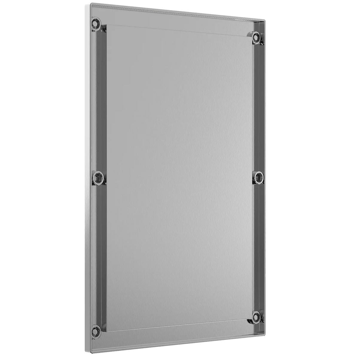 Front-mounted stainless steel mirror for security settings.