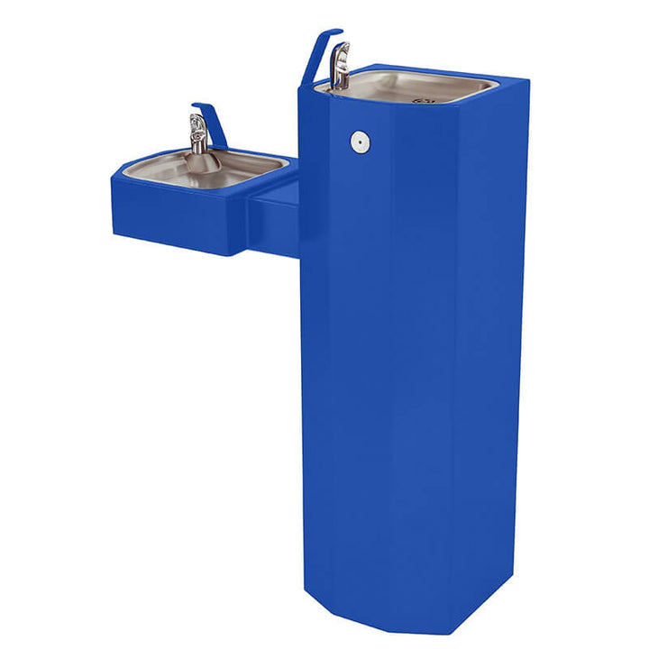 Barrier-Free Bi-Level Square Stainless Steel Pedestal Drinking Fountain