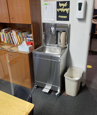 Value-Priced Stainless Steel Foot Pump Operated Portable Sink