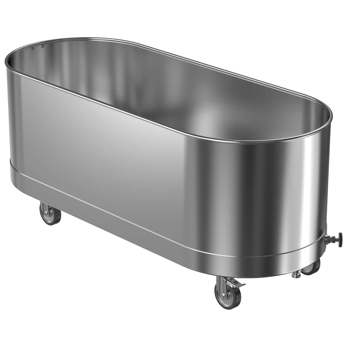 A 90 gallon mobile cold tank for fitness and general exercise equipment, typically used for ice baths or cold treatments.