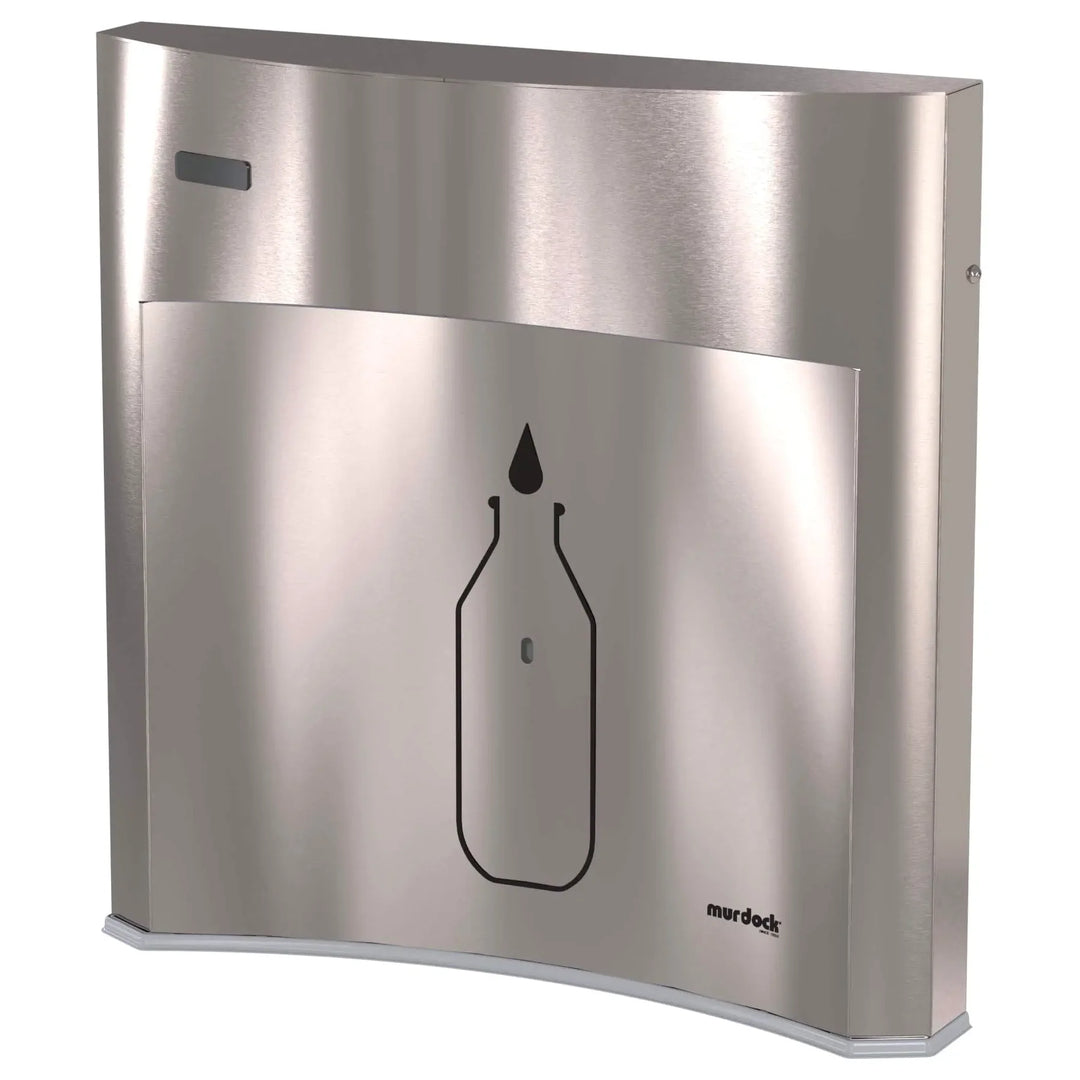 Wall-Mounted, Universal Bi-Level, Pushbutton Drinking Fountain All-Stainless Steel Water Bottle Filling Station - In-Unit Refrigeration (8 GPH), ADA
