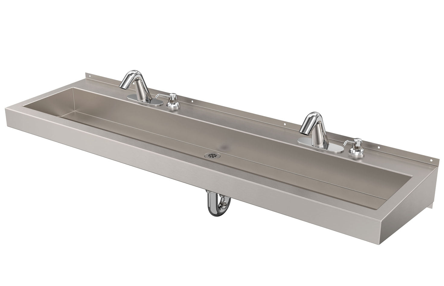 DSW260 Deluxe Two-Station Stainless Steel Trough Sink - 60