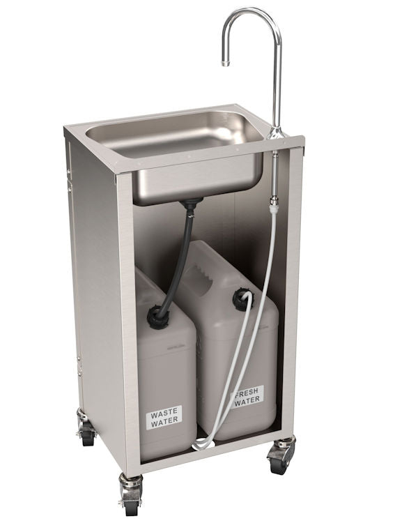 Value-Priced Stainless Steel Foot Pump Operated Portable Sink