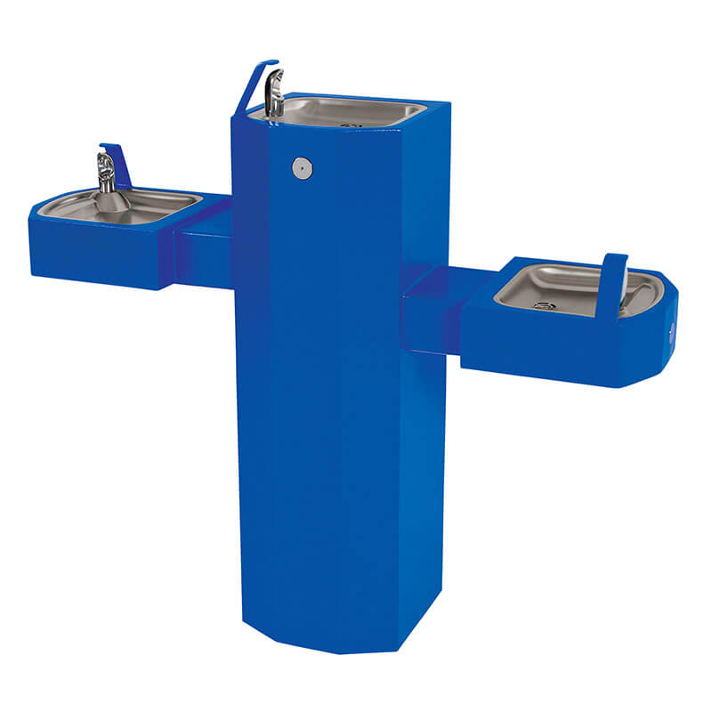 Barrier-Free Tri-Level Square Stainless Steel Pedestal Drinking Fountain