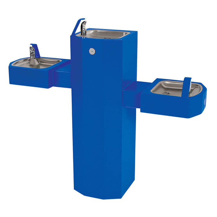 Barrier-Free Tri-Level Square Stainless Steel Pedestal Drinking Fountain