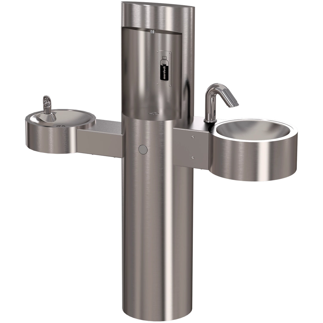 All-in-One Outdoor Bottle Filler with Water Fountain and Hand Sink