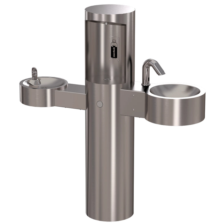 All-in-One Outdoor Bottle Filler with Water Fountain and Hand Sink