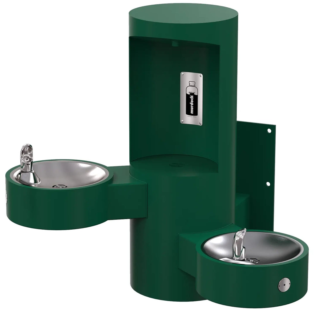 Wall Mounted Bottle Filler with Two Drinking Fountains