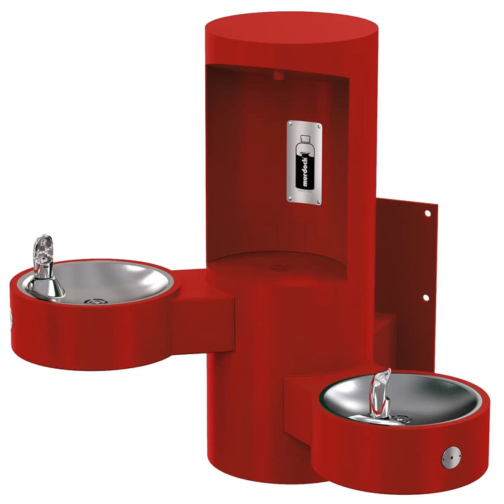 Wall Mounted Bottle Filler with Two Drinking Fountains