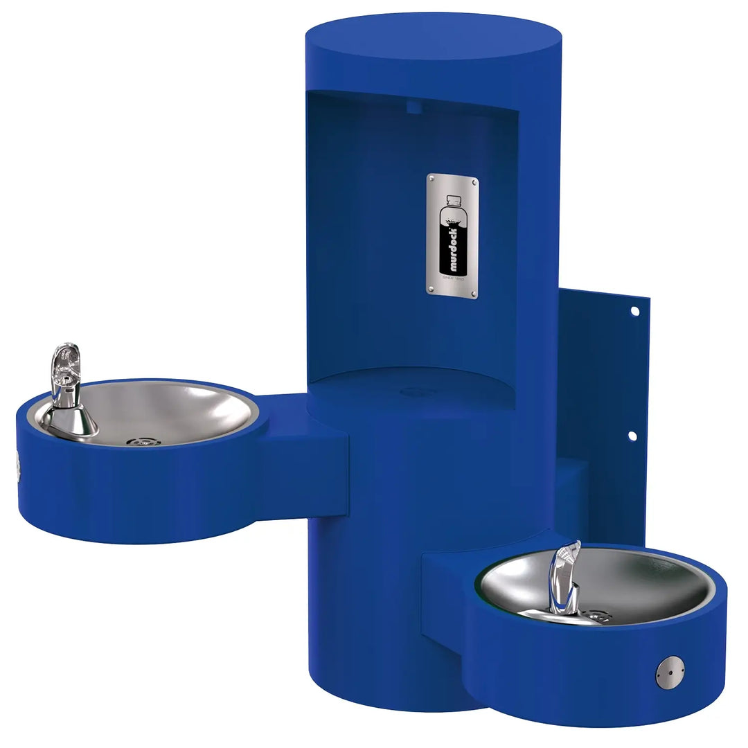 Wall Mounted Bottle Filler with Two Drinking Fountains