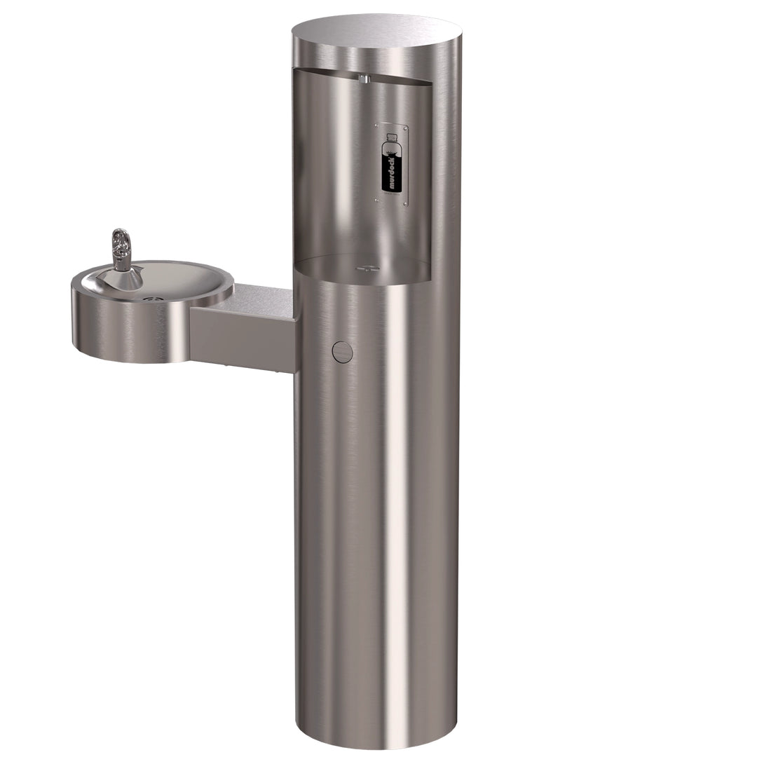 Pedestal Mounted Bottle Filler with Drinking Fountain