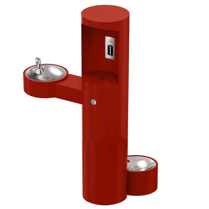 Pedestal Mounted Bottle Filler with Drinking Fountain