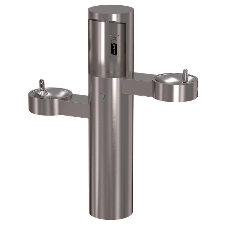 Pedestal Mounted Bottle Filler with Bi-Level Drinking Fountains