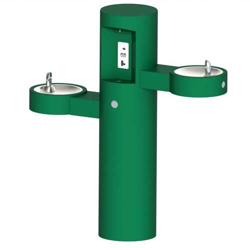 Pedestal Mounted Bottle Filler with Bi-Level Drinking Fountains
