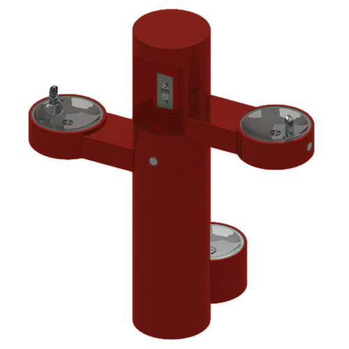 Pedestal Mounted Bottle Filler with Bi-Level Drinking Fountains