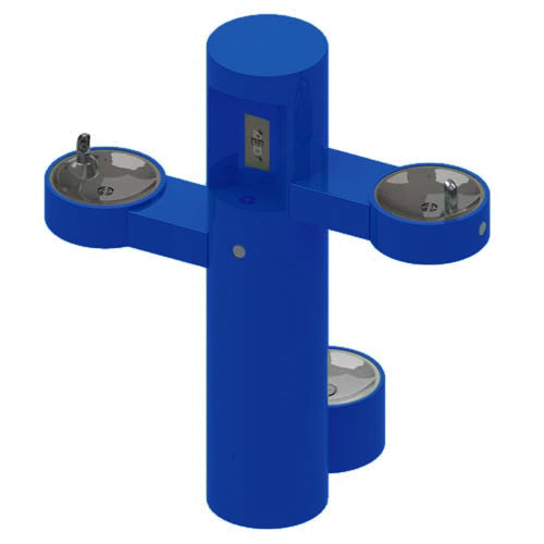 Pedestal Mounted Bottle Filler with Bi-Level Drinking Fountains
