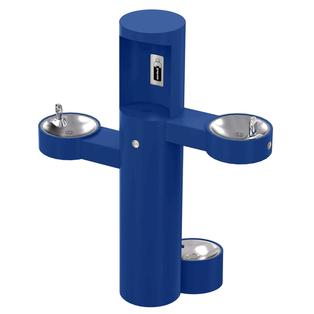 Pedestal Mounted Bottle Filler with Bi-Level Drinking Fountains