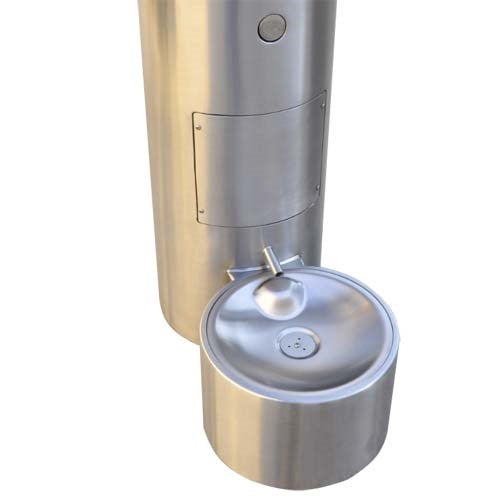 GYV Series Pedestal Mounted Bi-Level Drinking Fountains with Bottle Filler on Arm