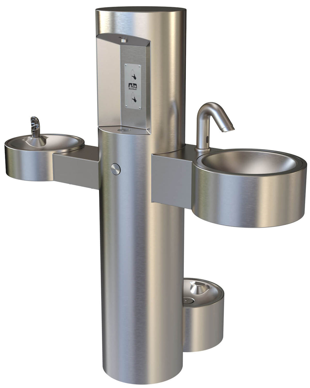 All-in-One Outdoor Bottle Filler with Water Fountain and Hand Sink