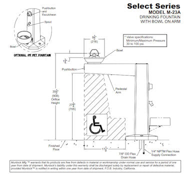 Bowl on Arm Select Style Drinking Fountain