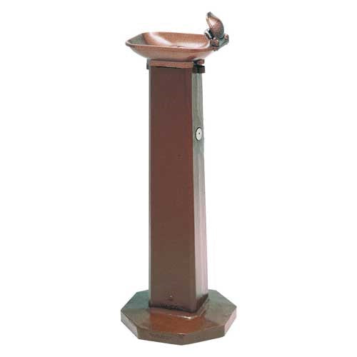 Pedestal drinking fountain with round bowl and smooth outdoor design