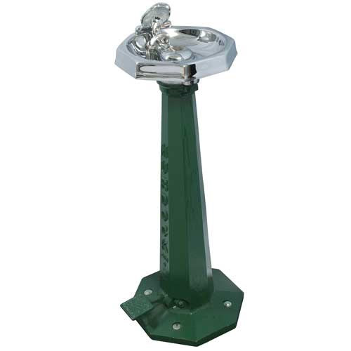 Retro-style pedestal drinking fountain with foot pedal activation