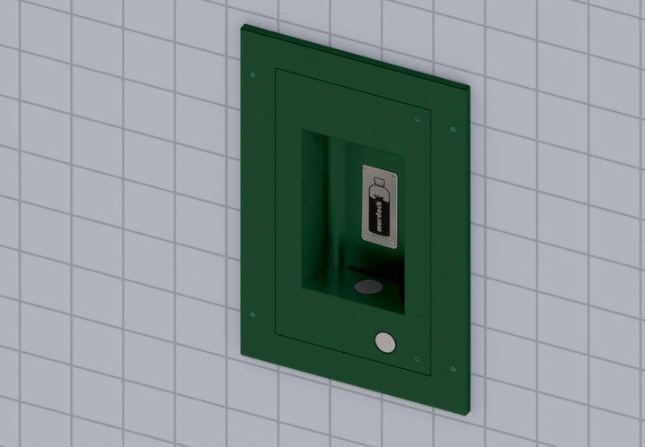 Wall Mounted Recessed Bottle Filler with Cover Plate, Sensor and Push Button