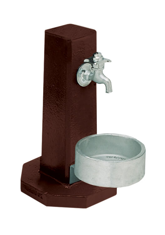 Square Pedestal with Cast Aluminum Pet Bowl