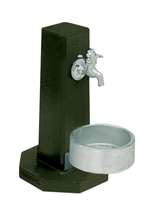 Square Pedestal with Cast Aluminum Pet Bowl