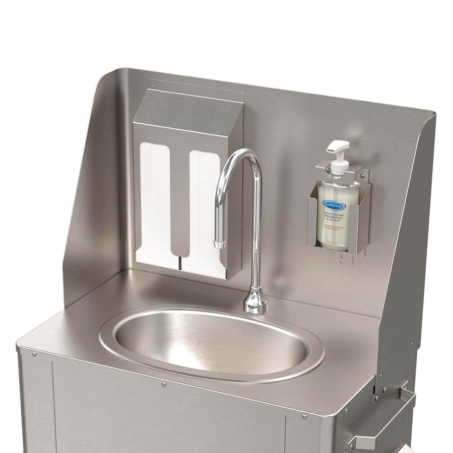 Stainless Steel Portable Sink Splash Guard with 2-Bay Paper & Soap Holder