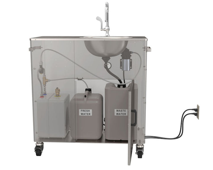 Deluxe Plus On-Demand Pump, Warm Water Stainless Steel Portable Sink