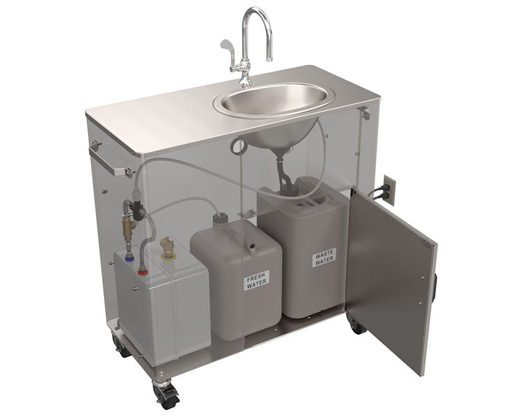 Deluxe Plus On-Demand Pump, Warm Water Stainless Steel Portable Sink