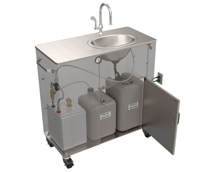 Deluxe Plus On-Demand Pump, Warm Water Stainless Steel Portable Sink