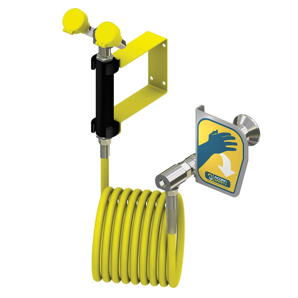 S0408-CH12 Stay-Open Wall Mount Eye Wash Drench Hose with Push Handle