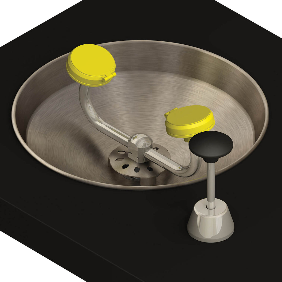 S0740 Series - Deck Mount Eye Wash with Stainless Steel Bowl with Push Down Valve