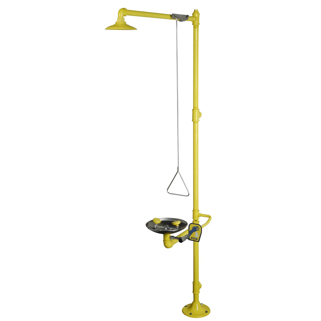 S1340-BF - Barrier-Free, Plastic Head Pedestal Safety Shower with Stainless Steel Bowl Eye Wash