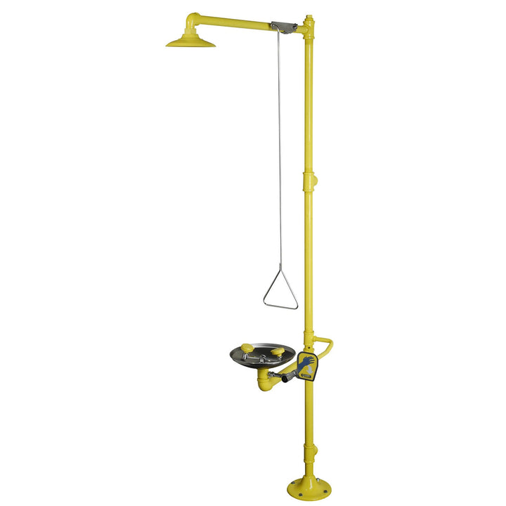 S1340-BF - Barrier-Free, Plastic Head Pedestal Safety Shower with Stainless Steel Bowl Eye Wash
