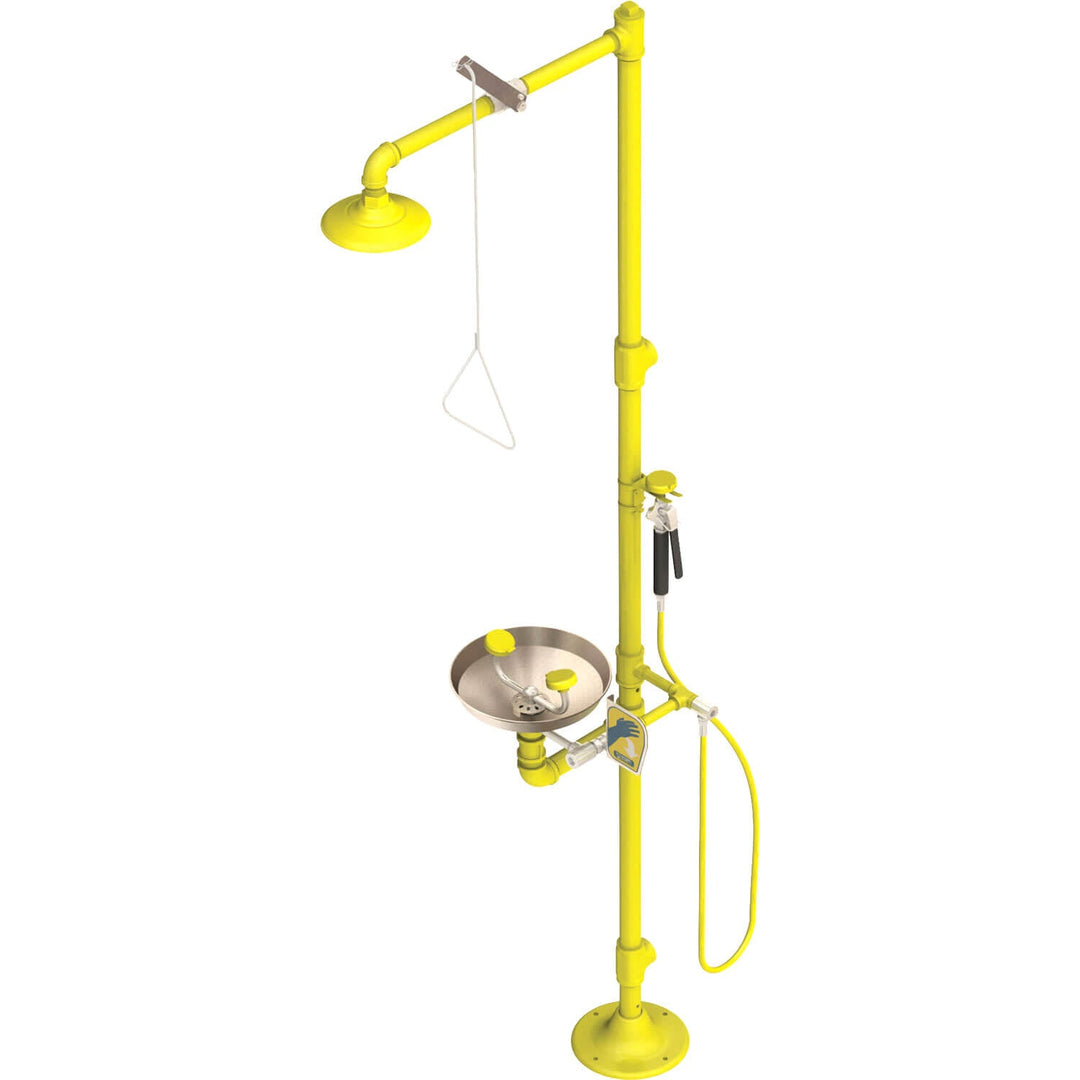 S1340 Pedestal Safety Shower with Stainless Steel Bowl Eye Wash and Drench Hose
